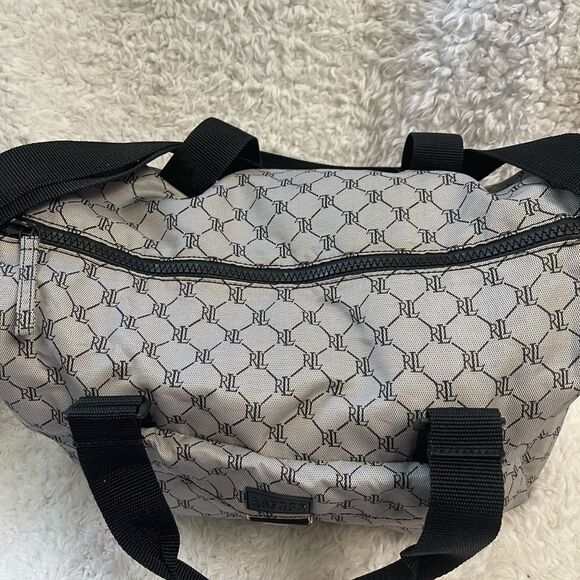 Ralph Lauren Monogram weekender carry all Shoulder Bag -  gray & black - Picture 7 of 16